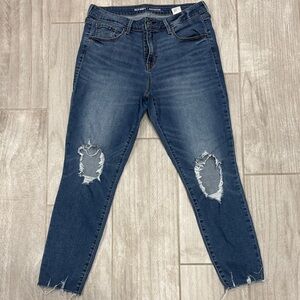 Old Navy Dark Blue Distressed Women's Jeans